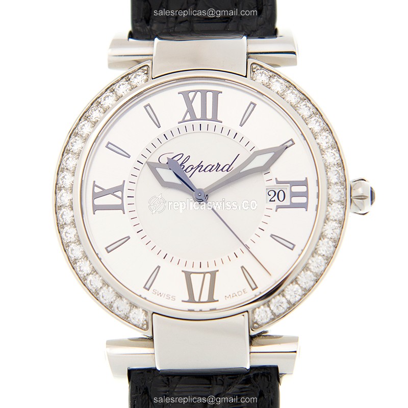 Chopard Imperiale Quartz - Diamond Case - White Dial - Black Alligator Buckle